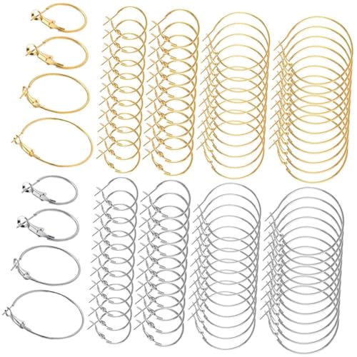 MUELODSIC 96 Stück Teiliges Runde Creolen aus Hypoallergenem Legierungsmetall Vielseitig für Schmuckherstellung Leicht zu Verzieren zum Basteln Modisches Ohrschmuck Accessoire von MUELODSIC