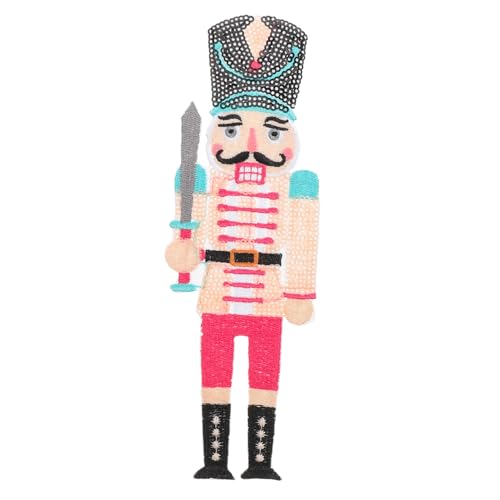 MUELODSIC Bestickter Aufnäher Nutcracker zum Aufbügeln Festlicher Cartoon Applikation Stoffpatch für Jacken Hüte Schuhe und Rucksäcke Langlebige DIY Kleidung Dekoration von MUELODSIC