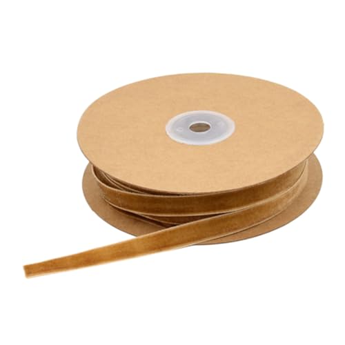 MUELODSIC Breites Einseitiges Flocking Band für DIY Deko und Strapazierfähiges Stoffband Kaffee für Kleidung Haarschmuck und Bastelarbeiten von MUELODSIC