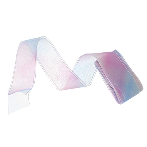 MUELODSIC Breites Regenbogenbedrucktes Chiffonband DIY Haaraccessoires Yards Farbverlauf Design für Festlichkeiten und Kreative Projekte von MUELODSIC