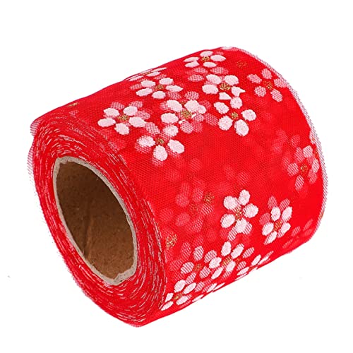 MUELODSIC DIY Mullband mit Kleinen Pflaumenblüten Bedrucktes Rotes Netzband für Kopfschmuck und Kleidung Yards Dekorativ und Leicht für Bastelarbeiten und Accessoires MUELODSIC DIY Mullband mit Kleinen Pflaumenblüten Bedrucktes Rotes Netzband für Kopfschmuck und Kleidung Yards Dekorativ und Leicht für Bastelarbeiten und Accessoires von MUELODSIC