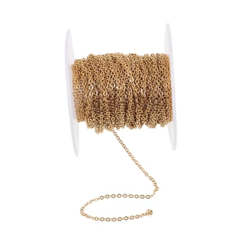 MUELODSIC DIY O glied Edelstahl Schmuckkette Goldfarben Glatte Oberfläche Vielseitiges Schmuckzubehör für Handgefertigte Halsketten Armbänder und Dekorative Bastelprojekte von MUELODSIC