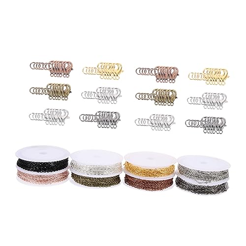 MUELODSIC DIY Schmuckherstellung Farbiges Ketten mit Karabinerverschlüssen und Öffnungsringen für Armbänder und Fußkettchen Hochwertige Langlebige Ketten für Basteln von MUELODSIC