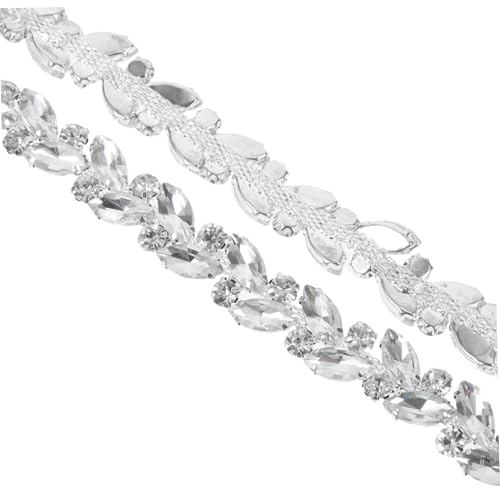 MUELODSIC Dekorative Strasskette Breit Weiß Flexible Glasrhinestone Schnur zum Aufnähen Feine Verarbeitung Langlebige Schmuckverzierung für Kleidung Schuhe DIY Basteln und Handwerk von MUELODSIC