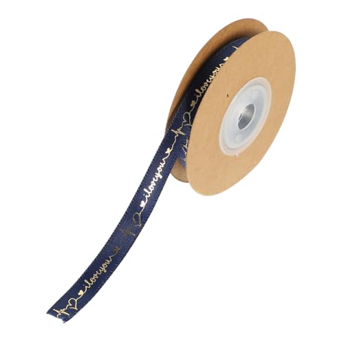 MUELODSIC Dekoratives Geschenkband Polyester Satinband Glänzend mit Buchstaben Motiv Vielseitiges DIY Bastelband für Geschenkverpackung Party und Hochzeitsdeko von MUELODSIC