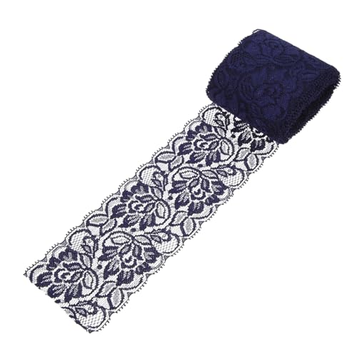 MUELODSIC Elastische Spitzenborte Dunkelblau DIY Spitzenband für Kleidung Nähen Zierband Kleid Verzierung Gardine Tischdecke Dekoration von MUELODSIC