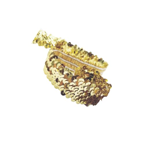 MUELODSIC Elastisches Paillettenband Goldfarben Glitzer Spitzenbesatz Dehnbares Schmuckband für Tanzkleidung DIY Bastelaccessoires und Kostüme MUELODSIC Elastisches Paillettenband Goldfarben Glitzer Spitzenbesatz Dehnbares Schmuckband für Tanzkleidung DIY Bastelaccessoires und Kostüme von MUELODSIC
