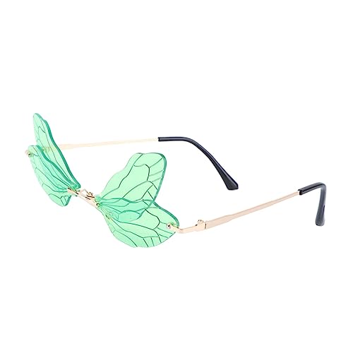 MUELODSIC Flügelbrille Damen Partybrille Leichtes Einzigartiges Libellen Flügel Design Dekorative Foto Requisiten Für Karneval Hochzeit Outdoor Events Grün von MUELODSIC