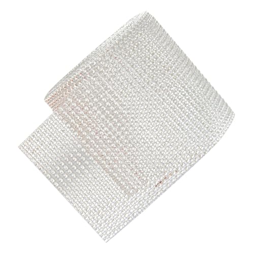 MUELODSIC Funkelndes Strassband mit Reihen Zuschneidbares Bastel Rhinestone Mesh für DIY Hochzeitsdeko Silber für Auto Telefon und Geschenkdekorationen von MUELODSIC