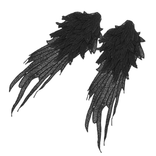 MUELODSIC Gestickte Engelsflügel Applikationen Mehrlagige Schwarze DIY Bügelflicken für Kleidung Reparatur und Dekoration Langlebig und Vielseitig für Textilien Schuhe Accessoires von MUELODSIC