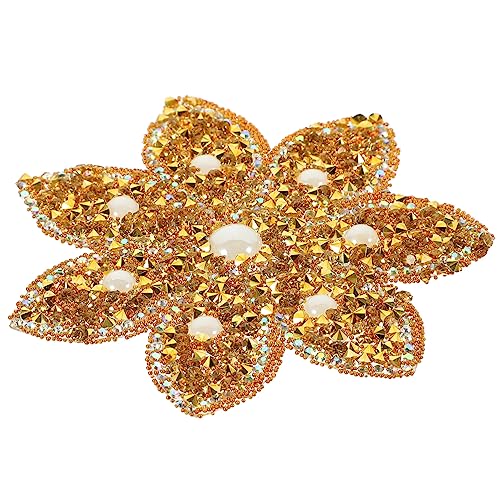 MUELODSIC Goldene Applikation mit Strasssteinen Bügelbild für Hochzeit Kleidung für Abendkleider Rucksäcke und DIY Dekorationen von MUELODSIC