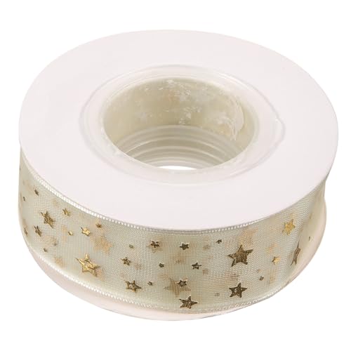 MUELODSIC Goldfarbenes Sternen Dekoband aus Feinem Organza Geschenkband für Kreative DIY Schleifen Haarschmuck Hochzeits und Partydekoration zum Verpacken und Basteln von MUELODSIC