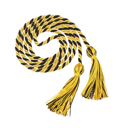 MUELODSIC Graduierung Ehrenschnur aus Langlebigem Polyester Geflochtene Abschlusskordel mit Dekorativer Quaste für Bachelor und Abiturfeiern Gelb Schwarzes Design für Schulabschluss und von MUELODSIC