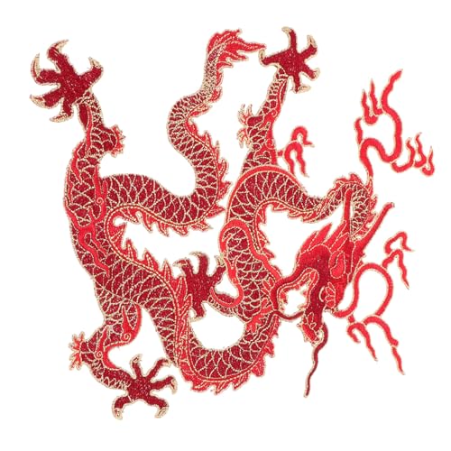 MUELODSIC Großer Chinesischer Drache Aufnäher zum Aufbügeln und Nähen Bestickte Stoffapplikation für Kleidung Jacken Rucksäcke und DIY Dekoration Langlebig und Hautfreundlich Einfache von MUELODSIC