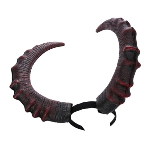 MUELODSIC Großer Teufelshörner Haarreif aus Kunstmaterial Auffälliger Kopfschmuck für Halloween Karneval Cosplay Party Modisches Stirnband mit Oxhorn Design für Damen Mädchen von MUELODSIC
