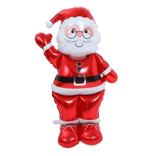 MUELODSIC Großer Weihnachtsmann Folienballon Aufblasbare Weihnachtsdeko für Innen und Außen Stabile Stehende Weihnachtsmann Figur Aluminiumfolie Ballon für Weihnachtsfeiern Festliche von MUELODSIC