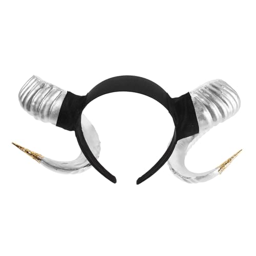 MUELODSIC Halloween Teufelshorn Haarreif Realistisches Monster Horn Accessoire Silbernes Einzelnes Ziegenhorn mit Goldener Verzierung Details Vielseitig für Kostüm Cosplay Mottoparty und MUELODSIC Halloween Teufelshorn Haarreif Realistisches Monster Horn Accessoire Silbernes Einzelnes Ziegenhorn mit Goldener Verzierung Details Vielseitig für Kostüm Cosplay Mottoparty und von MUELODSIC