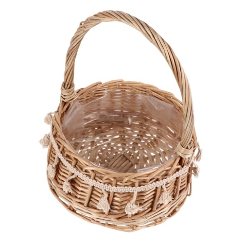 MUELODSIC Handgefertigter Rattan Aufbewahrungskorb Geflochtener Blumenkorb Atmungsaktiv Leicht Für Balkon Wohnzimmer Garten Dekoration Natürliches Flair von MUELODSIC