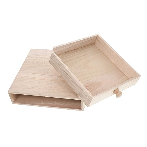 MUELODSIC Holz Aufbewahrungsbox Schubladenstil Eleganter DIY Schmuck Organizer Geschenkkiste für Tee und Handwerk Hochwertige Verarbeitung Glatte Kanten Große Kapazität von MUELODSIC