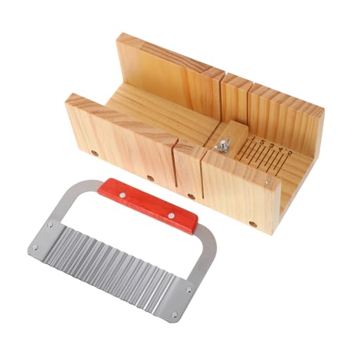 MUELODSIC Holz Seifenschneider mit Wellenschneider Doppel Schlitz für Präzises Schneiden Verstellbar für Verschiedene Seifenstärken Ergonomisch für Handgemachte Seifenherstellung Zuhause und von MUELODSIC