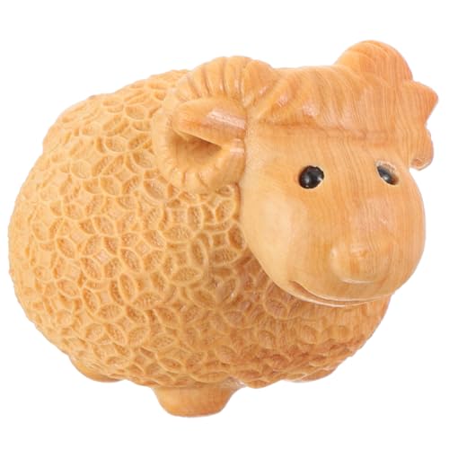 MUELODSIC Holzschaf Miniatur Holzschnitzerei Tierfigur Kleine Handgefertigte Schafskulptur Dekoration Geschenk für Zuhause und Büro von MUELODSIC