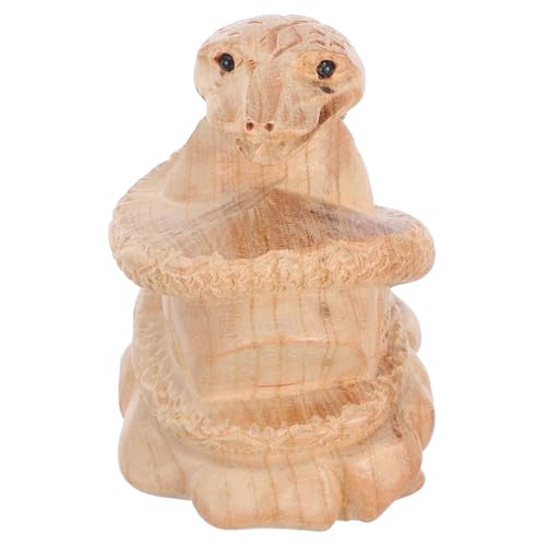 MUELODSIC Holzschlange Figur Geschnitzt Miniatur Schlangenornament aus Glattem Holz für Desktop Garten Dekoration Jahr Schlange von MUELODSIC