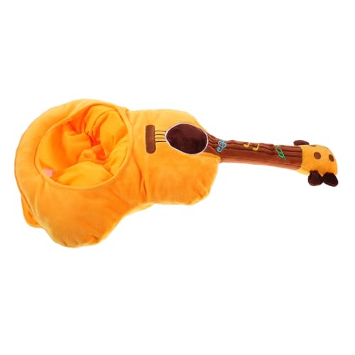 MUELODSIC Kawaii Gitarren-kostümhut Plüsch Cartoon Kopfbedeckung Party Foto Requisit Lustiger Instrumentenhut Vielseitig für Auftritte und Feiern von MUELODSIC