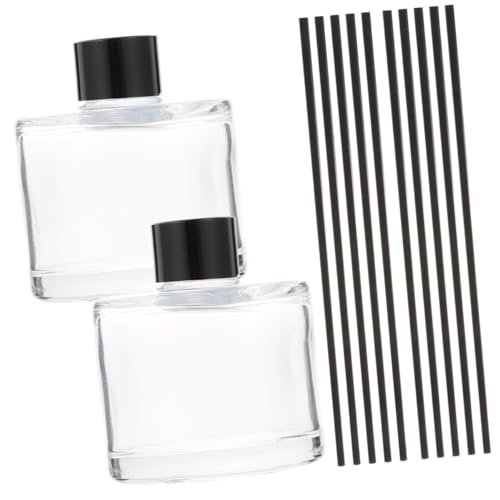 MUELODSIC Klare Aromatherapie Duftöl Diffuser Flasche Nachfüllbare Glasflasche mit Schwarzen Verdunstungsstäbchen Transparentes und Ätherisches Öl Behälter Praktisch für Zuhause und Auto von MUELODSIC
