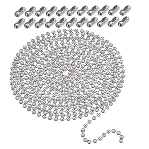 MUELODSIC Kugelkette mit Verschlüssen Runde Bead Chain für Diy Schmuck Dog Tag Halskette Schlüsselanhänger Unisex Vielseitig Einsetzbar MUELODSIC Kugelkette mit Verschlüssen Runde Bead Chain für Diy Schmuck Dog Tag Halskette Schlüsselanhänger Unisex Vielseitig Einsetzbar von MUELODSIC