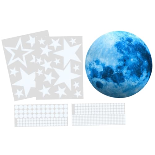 MUELODSIC Leuchtende Nachtlichter Wandsticker Kinderzimmer Dekoration Mond Sterne Punkte Selbstklebend Abnehmbar Material Sanftes Leuchten für Kinderzimmer Mond Sterne Punkte von MUELODSIC
