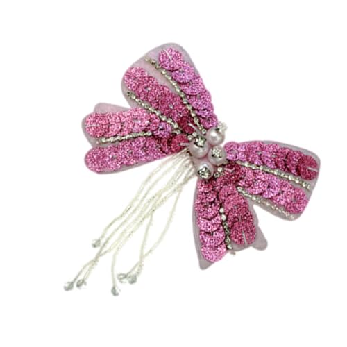 MUELODSIC Rosa Stoffaufnäher Schleife mit Pailletten Handgenähter DIY Patch für Kleidung Langlebig und Einfach Anzubringen zum Verzieren von Jacken Pullovern und Taschen von MUELODSIC