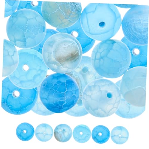 MUELODSIC Runde Matte Achatperlen Blau DIY Lose Schmuckperlen Handcraft Beads für Armbänder Ketten Basteln und Schmuckherstellung von MUELODSIC