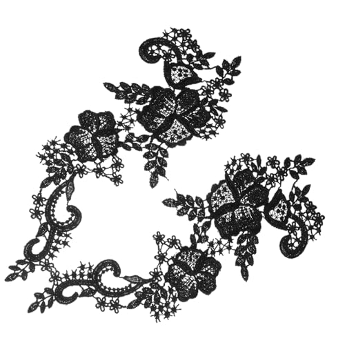 MUELODSIC Schwarze Spitzen applikation DIY Bestickter Blumen flicken zum Aufnähen für Hochzeitskleider Abendkleider Kostüme und Kleidung Reparatur Eleganter Kragenbesatz für Modegestaltung von MUELODSIC