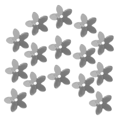 MUELODSIC Silberne Fünfblättrige PVC Blumen pailletten zum Basteln Lose Dekorative Pailletten für DIY Kleidung Schmuck Herstellung und Taschenzubehör Handnähbar und Vielseitig Einsetzbar von MUELODSIC
