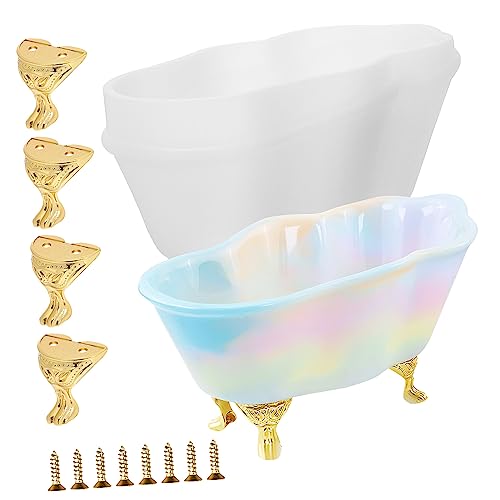 MUELODSIC Silikon Badewanne Form Silikon Gießform für Epoxidharz DIY Goldene Badewannenfüße für Handgemachte Aufbewahrung und von MUELODSIC