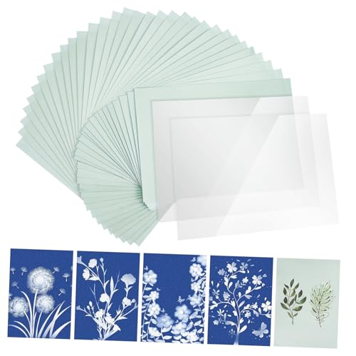 MUELODSIC Sonnendruckpapier Cyanotypie Weißes Naturfaserpapier Hochempfindlich für DIY Kunst und Bastelprojekte Kunststofffolien Sun Print Kit von MUELODSIC