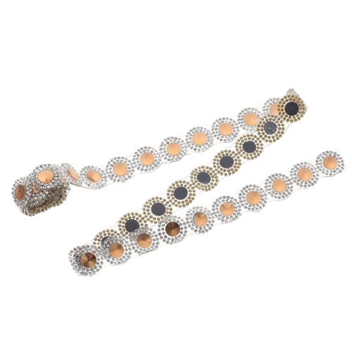 MUELODSIC Strassstein Band Goldfarbig DIY Glitzerband mit Glasdiamanten Vielseitiges Schmuckband für Kleidung Gürtel Kragen Einfache Anbringung für Bastel und Dekorationszwecke von MUELODSIC