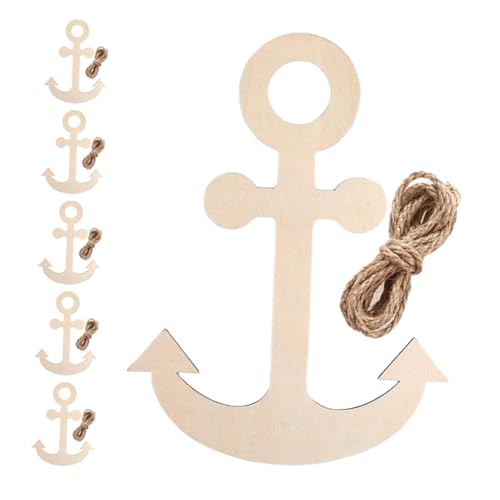 MUELODSIC Teiliges DIY Holzanker Unvollendete Nautische Holzanhänger mit Hanfseil für Strand und Dekorationen für Bastelprojekte Klassenzimmer und Wandgestaltung von MUELODSIC