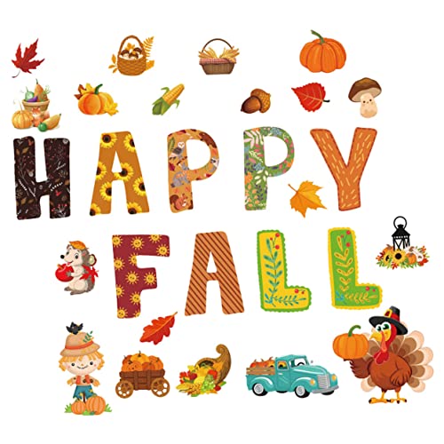 MUELODSIC Thanksgiving Papier Dekorationsset Teilig mit Klebepunkten Bunte Herbst Motive Kürbis Ahornblatt Sonnenblume für Diy Basteln Pinnwand und Klassenzimmergestaltung von MUELODSIC