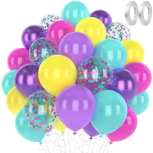 Luftballons Rosa Seeblau Lila, luftballons hochzeit Set 60 Stück 12 zoll Ballons mit 2 Rollen Band für Geburtstag Jubiläum Party Dekoration Graduierun von MUEZDUR