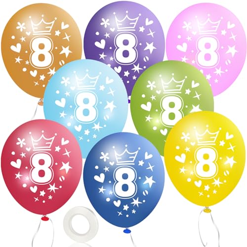 MUEZDUR 12 kunterbunte Luftballons 8. Geburtstag 30cm Luftballon Deko mit 1 Rollen Weiß Band, 8. Deko Geburtstag Mädchen Junge Jubiläum 8. Jahre Ballon Zahl 8 MUEZDUR 12 kunterbunte Luftballons 8. Geburtstag 30cm Luftballon Deko mit 1 Rollen Weiß Band, 8. Deko Geburtstag Mädchen Junge Jubiläum 8. Jahre Ballon Zahl 8 von MUEZDUR