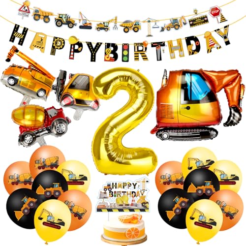 MUEZDUR Bagger Deko Kindergeburtstag 2, Geburtstagsdeko 2 Jahre Jungen, Baustellen Geburtstagdeko Junge 2 Jahre Folienba-llon Traktor Bagger Happy Birthday Banner für Junge Party Dekoration MUEZDUR Bagger Deko Kindergeburtstag 2, Geburtstagsdeko 2 Jahre Jungen, Baustellen Geburtstagdeko Junge 2 Jahre Folienba-llon Traktor Bagger Happy Birthday Banner für Junge Party Dekoration von MUEZDUR