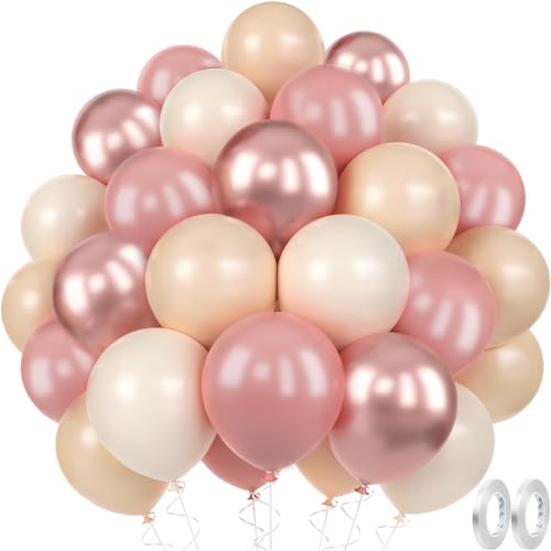MUEZDUR Luftballons Aprikose Rosa Metallic Roségold SandWeiß, 60 Stück 12 Zoll Luftballons Retro Beige Rosa Set mit 2 Rollen Band Premium Ballons für Geburtstag Baby Shower Hochzeit Boho Party Deko MUEZDUR Luftballons Aprikose Rosa Metallic Roségold SandWeiß, 60 Stück 12 Zoll Luftballons Retro Beige Rosa Set mit 2 Rollen Band Premium Ballons für Geburtstag Baby Shower Hochzeit Boho Party Deko von MUEZDUR