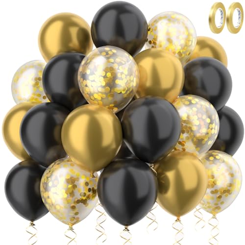 MUEZDUR Luftballons Gold Schwarz mit Gold Konfetti Ballons Luftballons hochzeit Set 60 Stück 30cm Helium Ballons mit 2 Rollen goldener Band als Baby Shower Geburtstag Jubiläum Party Deko Graduierung MUEZDUR Luftballons Gold Schwarz mit Gold Konfetti Ballons Luftballons hochzeit Set 60 Stück 30cm Helium Ballons mit 2 Rollen goldener Band als Baby Shower Geburtstag Jubiläum Party Deko Graduierung von MUEZDUR