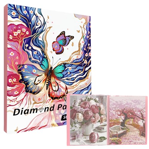MUFEKUM A3 Diamond Paintings Picture Album, Diamond Paintings Folder Diamond Paintings Storage Book for Finish Work Diamond Art Portfolios (Pink) von MUFEKUM