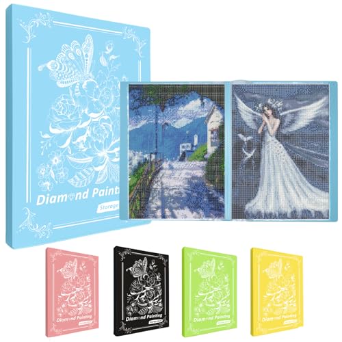 MUFEKUM Diamond Painting Album, A3 Mappe Mit 60 Klarsichthüllen, Buch Aufbewahrung Folder für Diamant Malerei Bilder, Zubehör (Blau) von MUFEKUM