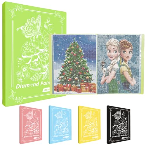 MUFEKUM Diamond Painting Album, A3 Mappe Mit 60 Klarsichthüllen, Buch Aufbewahrung Folder für Diamant Malerei Bilder, Zubehör (Grün) von MUFEKUM