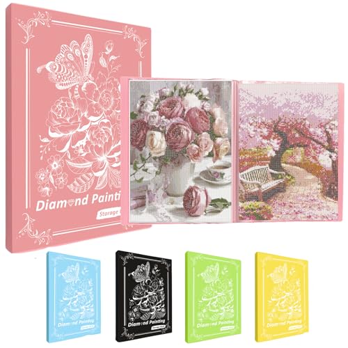 MUFEKUM Diamond Painting Album, A3 Mappe Mit 60 Klarsichthüllen, Buch Aufbewahrung Folder für Diamant Malerei Bilder, Zubehör (Rosa) von MUFEKUM