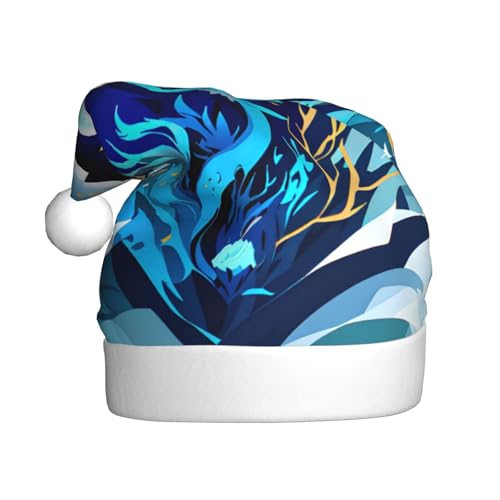 MUFLVDX Dunkelblaue Weihnachtsmütze mit Tierwal-Druck, für Erwachsene, Weihnachtsmannmütze für Damen und Herren, für Weihnachten, Neujahr, Urlaub, Partyzubehör MUFLVDX Dunkelblaue Weihnachtsmütze mit Tierwal-Druck, für Erwachsene, Weihnachtsmannmütze für Damen und Herren, für Weihnachten, Neujahr, Urlaub, Partyzubehör von MUFLVDX