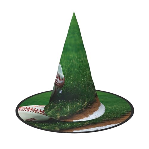 MUFLVDX Gras Baseball Softball Druck Halloween Hexenhut Erwachsene Halloween Hut Kostüme Hexen Hüte Dekor Party MUFLVDX Gras Baseball Softball Druck Halloween Hexenhut Erwachsene Halloween Hut Kostüme Hexen Hüte Dekor Party von MUFLVDX